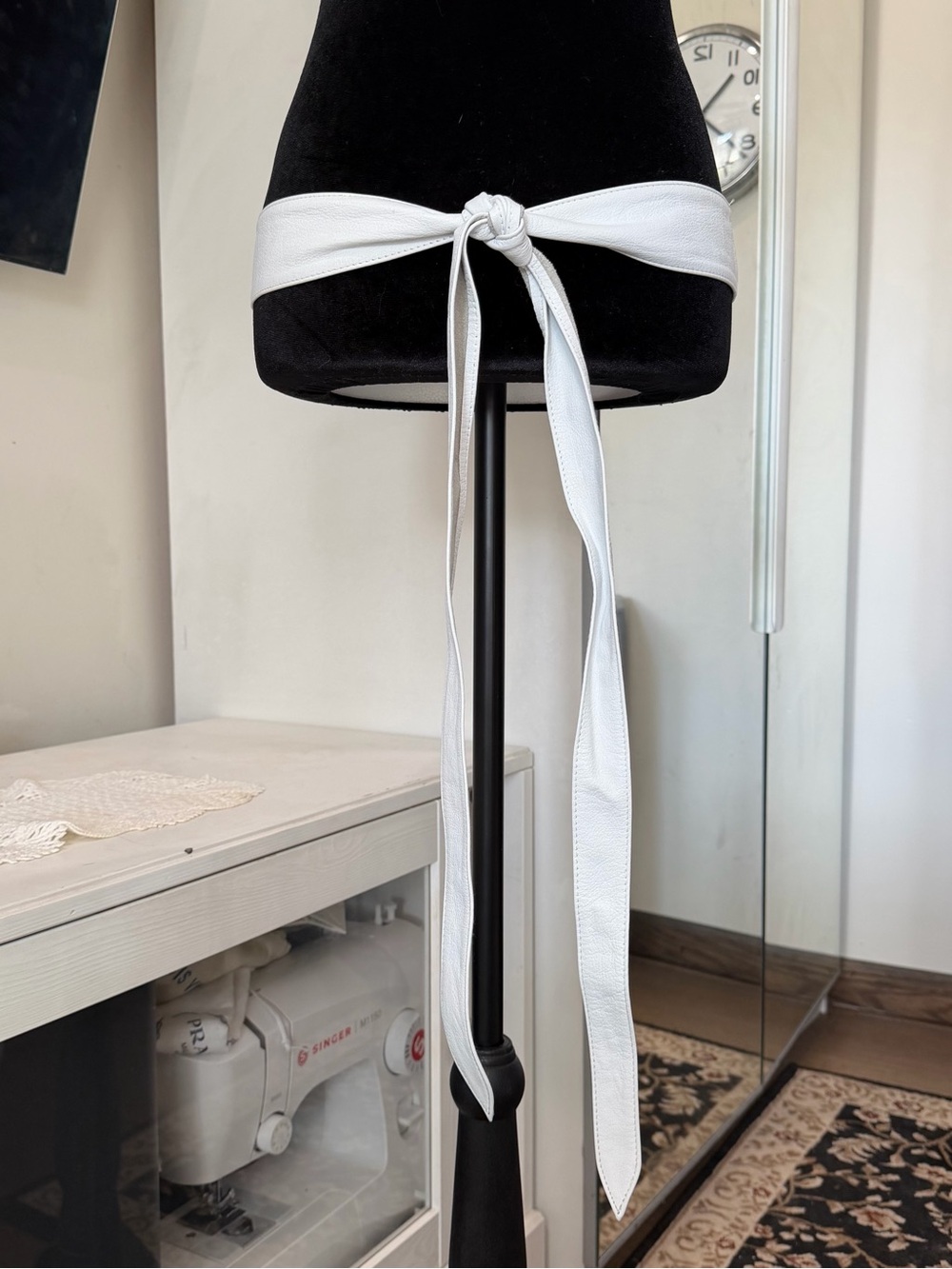 White Faux Leather Tie Waist Belt Adjustable Wrap Belt